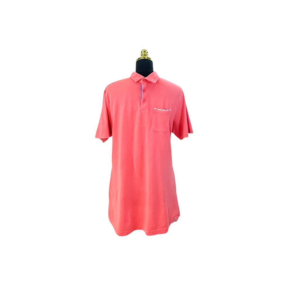 Soul of London Men's Coral Short Sleeve Polo Shirt  Size Medium